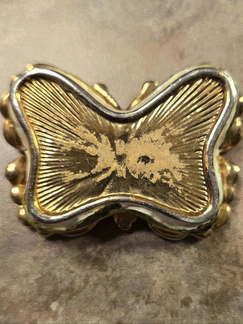 Gold Tone Pink Butterfly Trinket Box with Pink Crystals - Picture 2 of 7